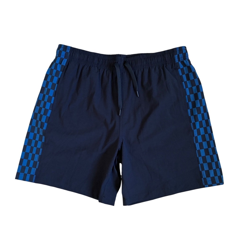 Zara Mens Navy Checkered Side‎ Stripe Swim Trunks XL 0495/303/401